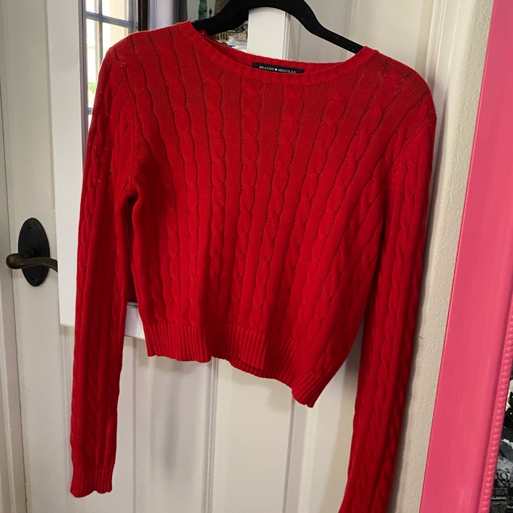 Brandy Melville Red Knitted Sweater